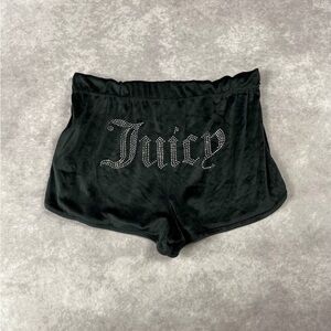 [231] Juicy Couture Black Velour Shorts Y2K XL Size
